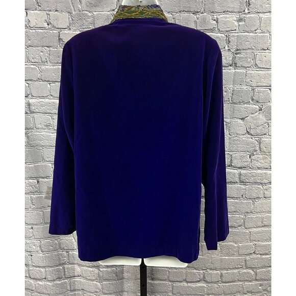 Victoria's Secret Purple Velvet Jacket vintage Beaded Sequins Size S Metallic - Picture 3 of 14